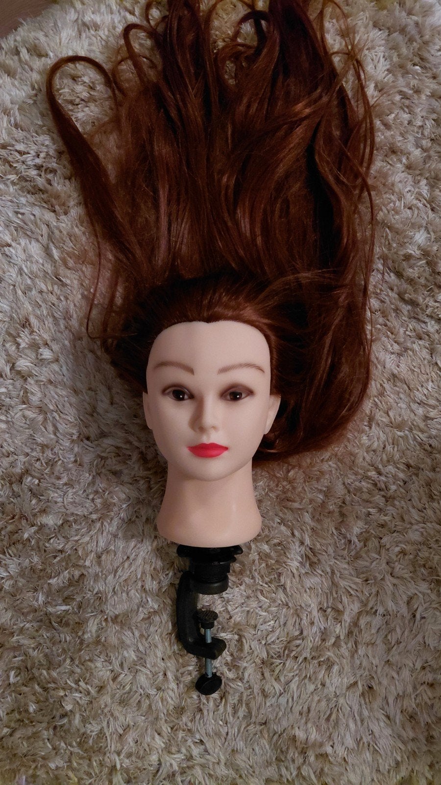 Oefenhoofd met haar en tafelklem, Onbekend, Ophalen of Verzenden, Zo goed als nieuw