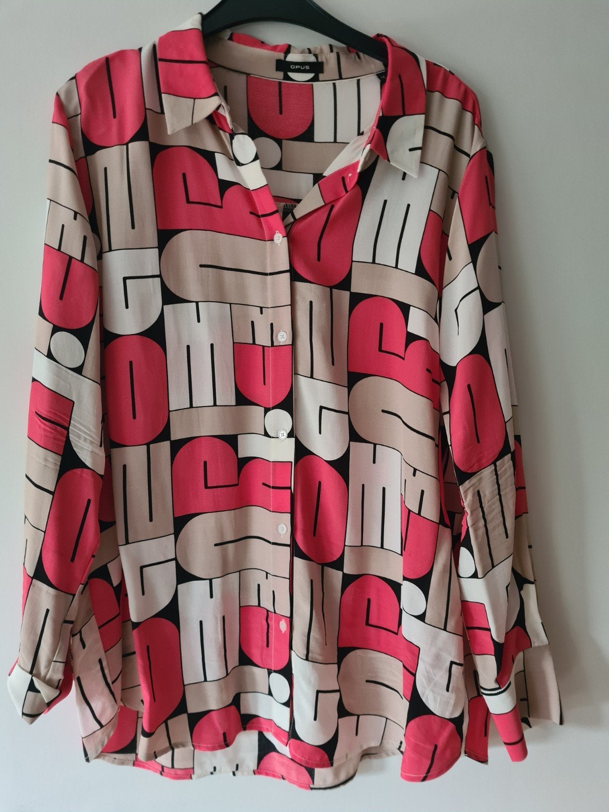 Blouse Opus viscose 44 koraal, zwart, beige, Meerkleurig, Maat 42/44 (L), Ophalen of Verzenden, Zo goed als nieuw