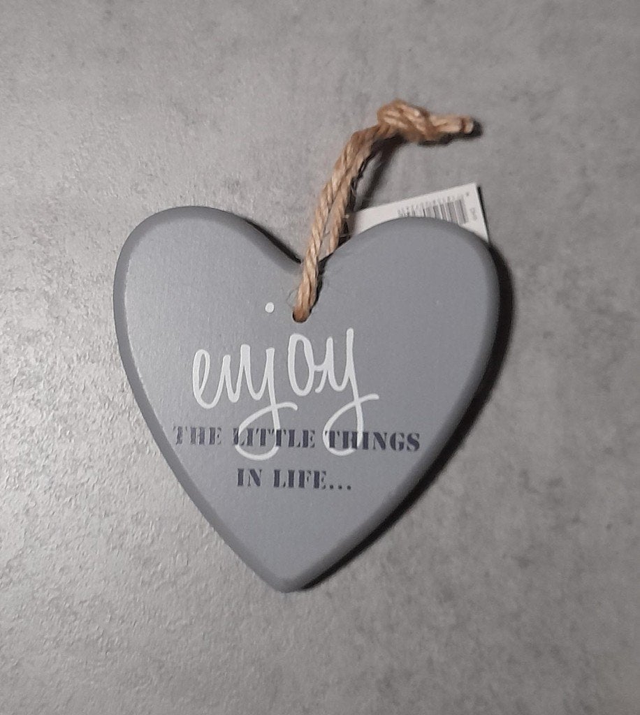 HART " enjoy the little things in life " NIEUW in verpakking, Ophalen of Verzenden, Nieuw, Grijs, Hout