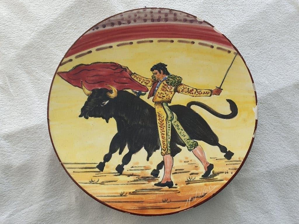 Spaanse Stierenvechter Wandplaat - Handgeschilderd, Ophalen of Verzenden