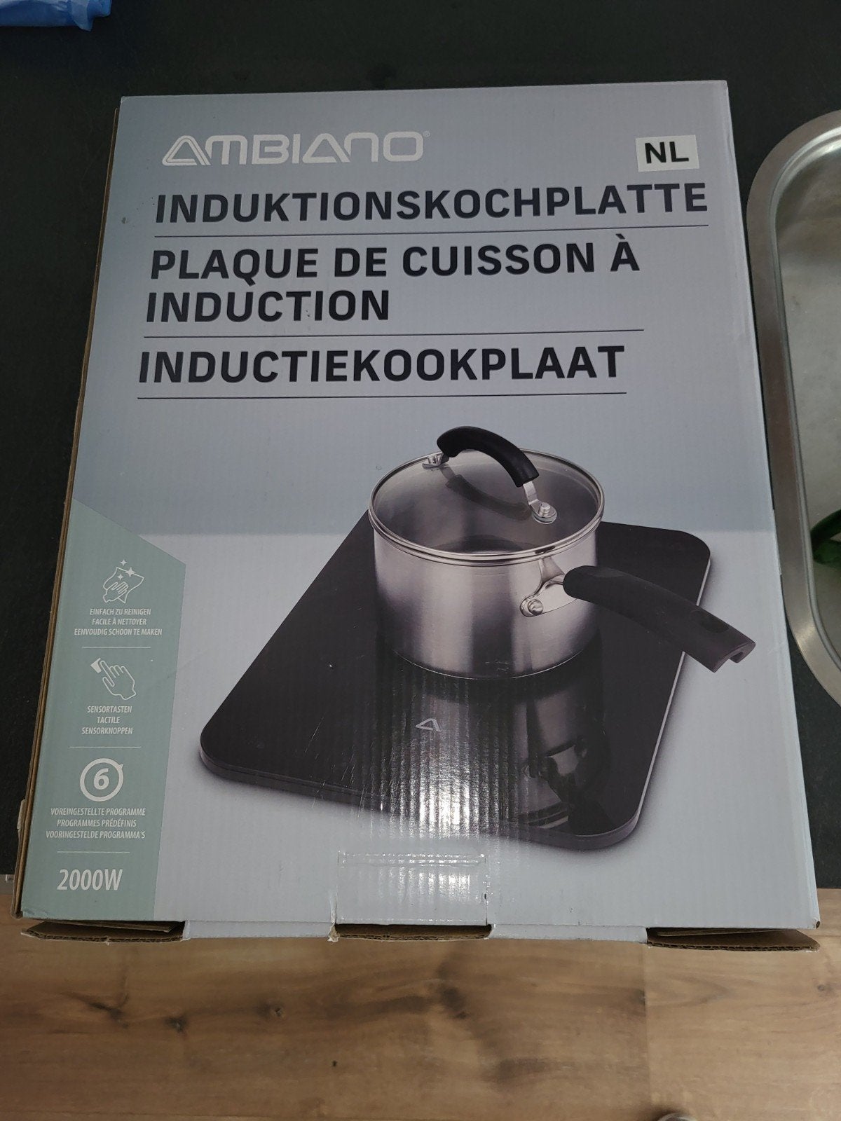 Ambiano Inductiekookplaat 2000W - Nieuw in doos, Nieuw, 3 kookzones of minder, Ophalen of Verzenden, Inductie