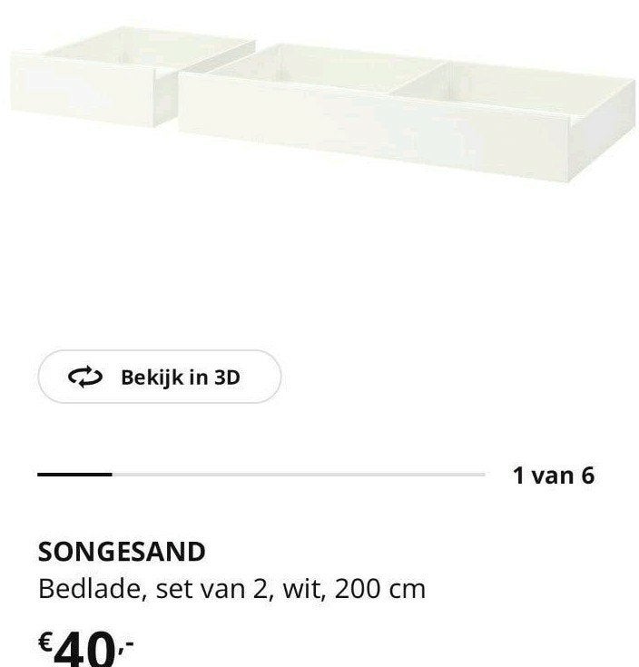 Bedlade Ikea Songesand set van 2, Ophalen, Eenpersoons, Wit, Zo goed als nieuw