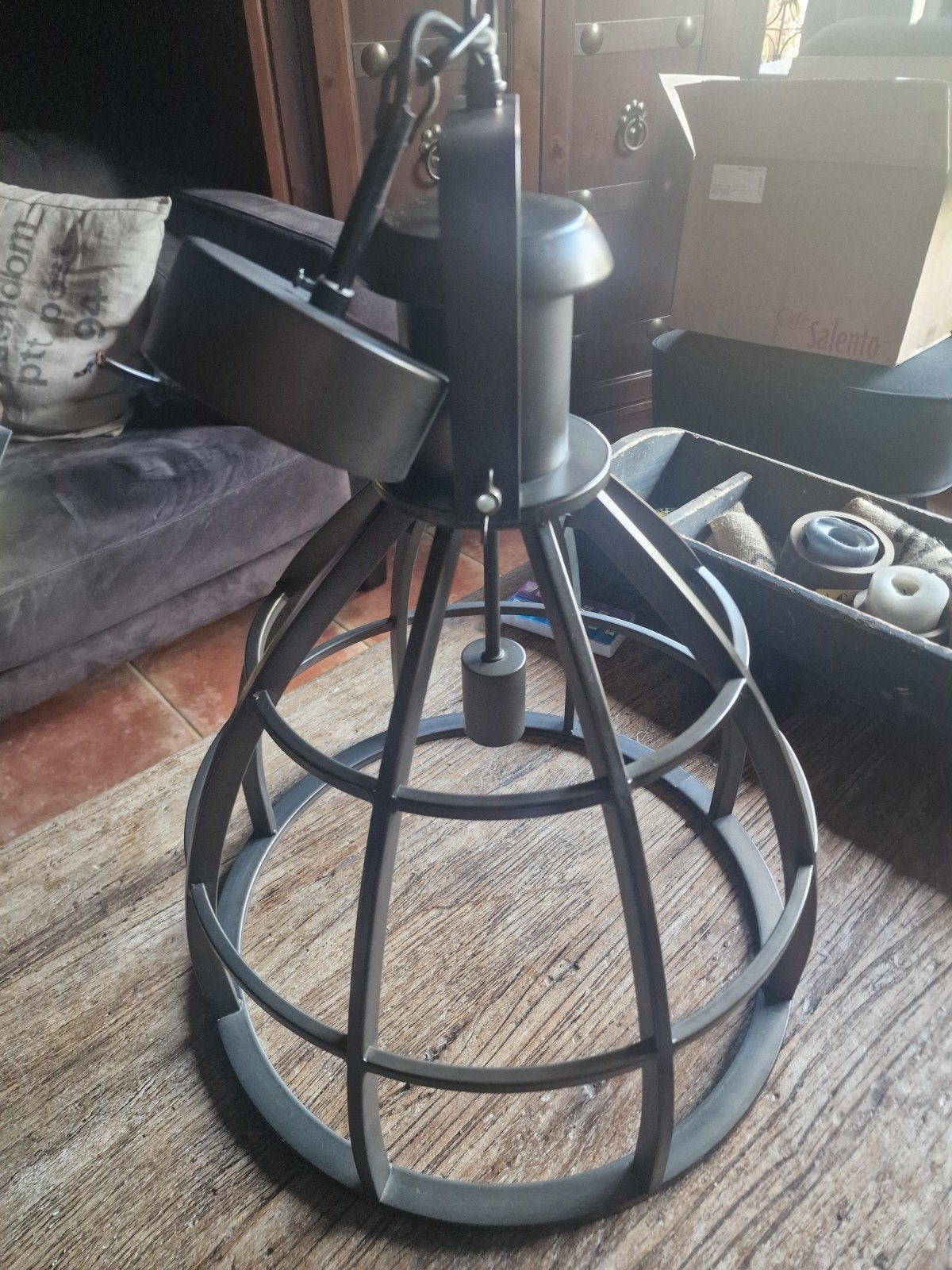 Grote metalen hanglamp H 74 cm, Ophalen