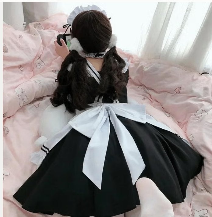 Cosplay outfit Lolita / Dienstmeisje compleet zwart wit, Ophalen of Verzenden, Nieuw