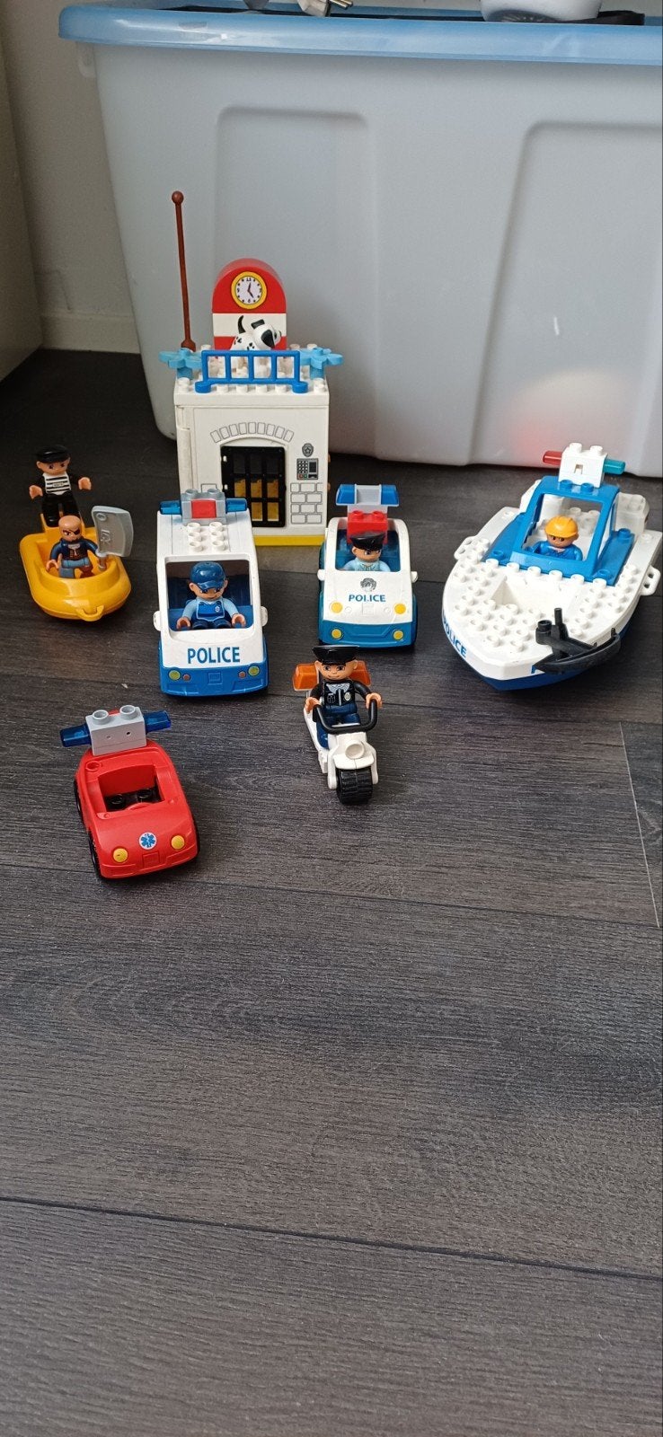 LEGO Duplo Politiebureau, boten, auto's en figuren, Ophalen of Verzenden