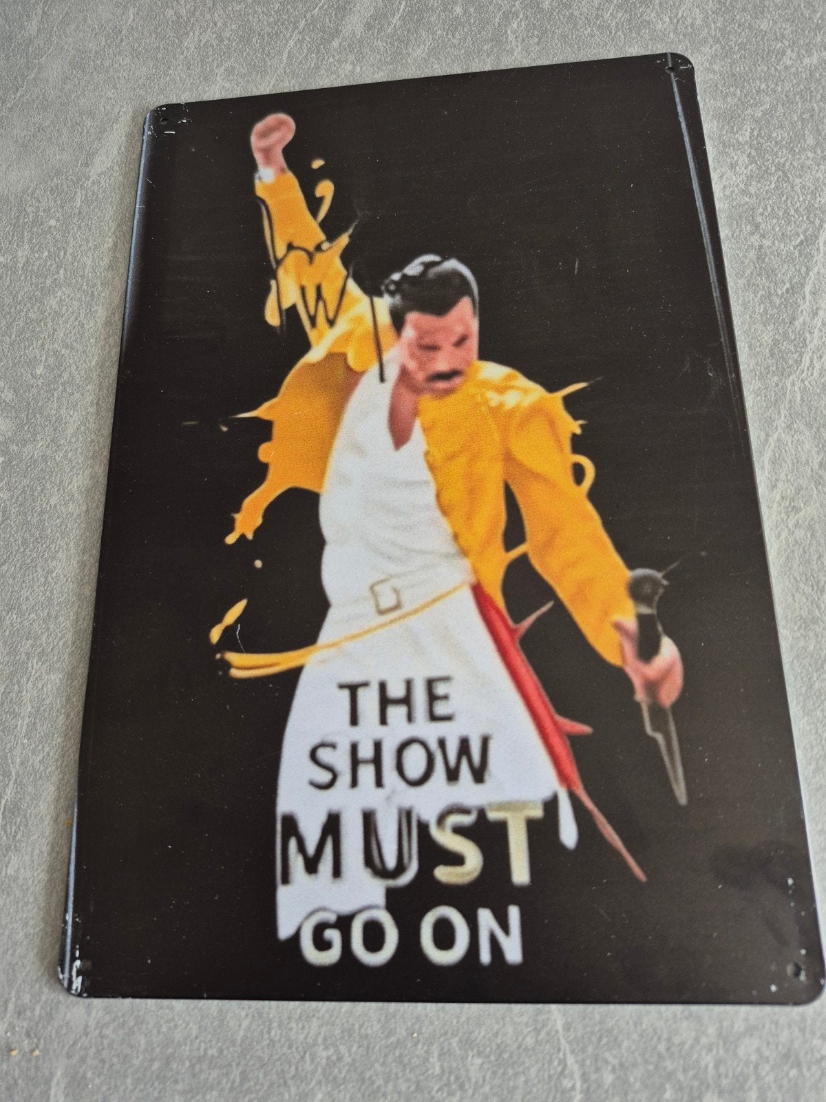 Freddie Mercury 'The Show Must Go On' metalen bord, Ophalen of Verzenden, Nieuw, Poster, Artwork of Schilderij