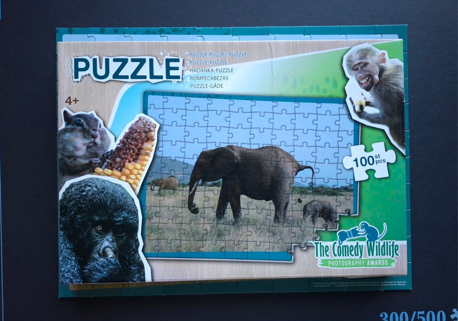 Olifanten puzzel, Hobby en Vrije tijd, Denksport en Puzzels, Ophalen of Verzenden, Minder dan 500 stukjes, Gebruikt, Legpuzzel