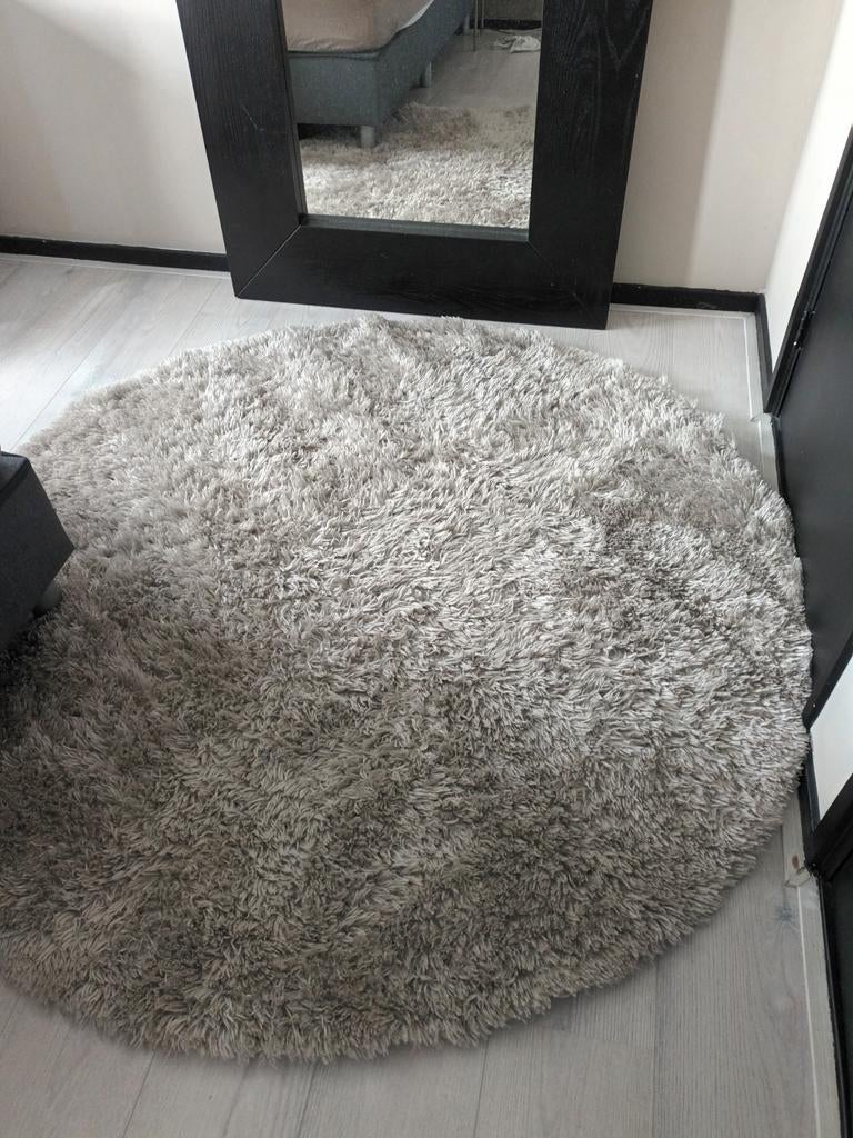 Wehkamp home rond hoogpolig vloerkleed 160, Ophalen, Beige, 150 tot 200 cm, Rond