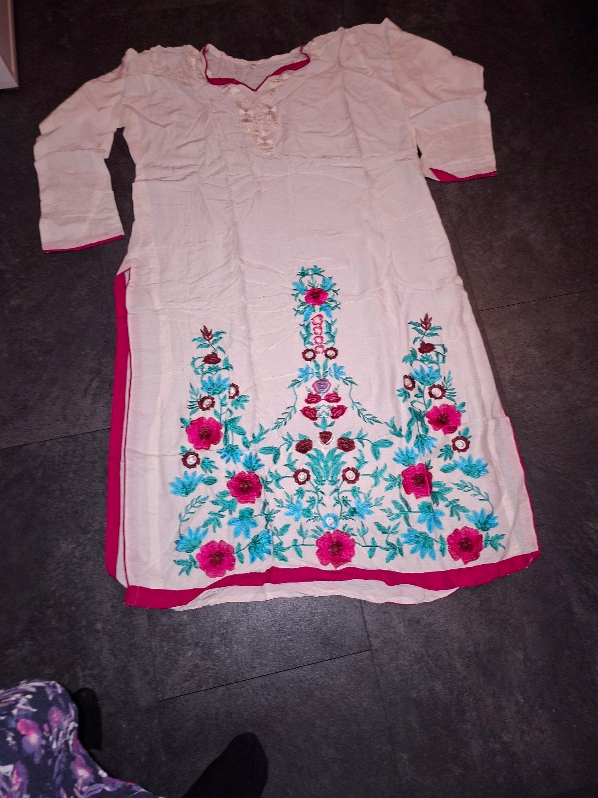 Indiase Salwar Kameez met borduursel, Overige typen, Wit, Maat 46/48 (XL) of groter, Nieuw