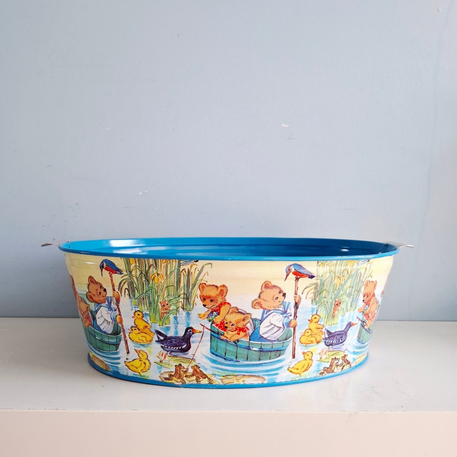 Vintage metalen (poppen)wasteiltje met beertjes, Ophalen of Verzenden