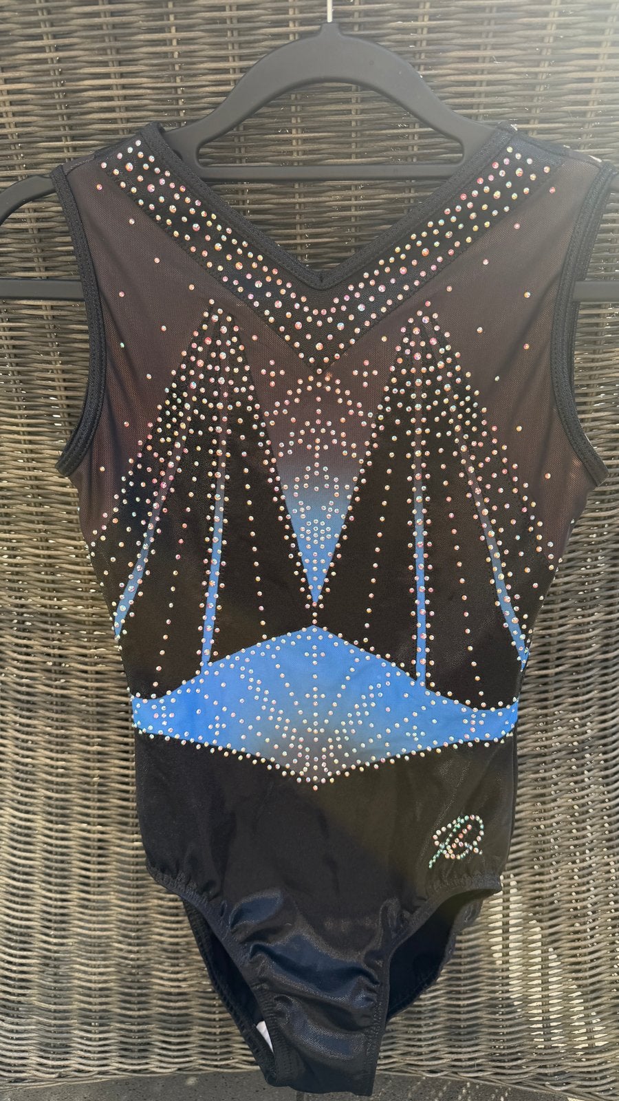 Sprarkle and dream Turnpakje AME Zwart/Blauw veel Steentjes, Ophalen of Verzenden, Zo goed als nieuw, Zwart, Overige typen