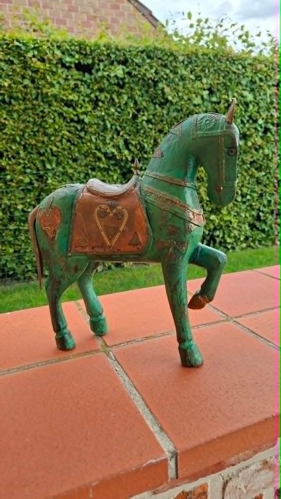 antiek houten paard beeld, Ophalen of Verzenden, Zoogdier, 20 - 50 cm, Beeld