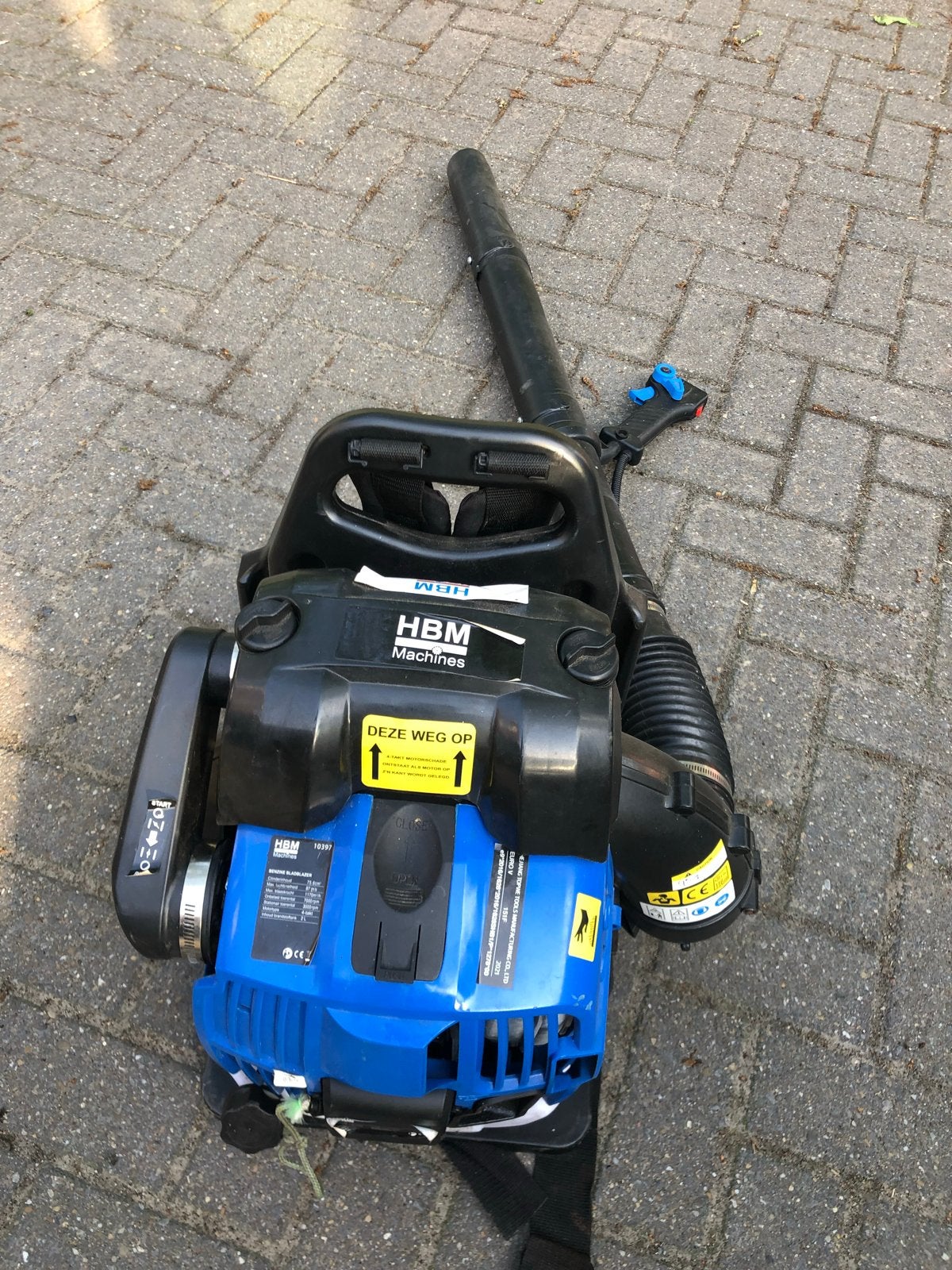 HBM Bladblazer Rugblazer - Start wel, blijft niet lopen, Ophalen of Verzenden, Gebruikt, Benzine, Ruggedragen