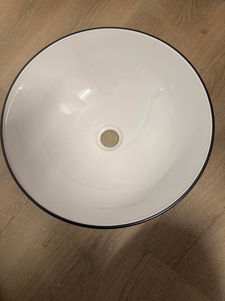 Saniclear Raja waskom 40cm wit met zwarte lijn, Ophalen, Nieuw, Wastafel