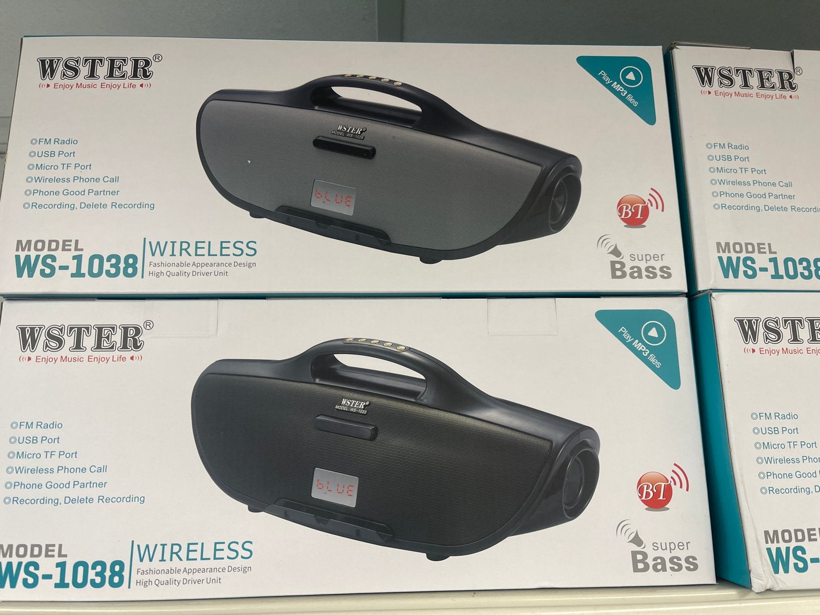 Grote Partij WSTER WS-1038 Draagbare Bluetooth Speaker, Nieuw, Draagbare speaker, Bluetooth, Minder dan 60 watt