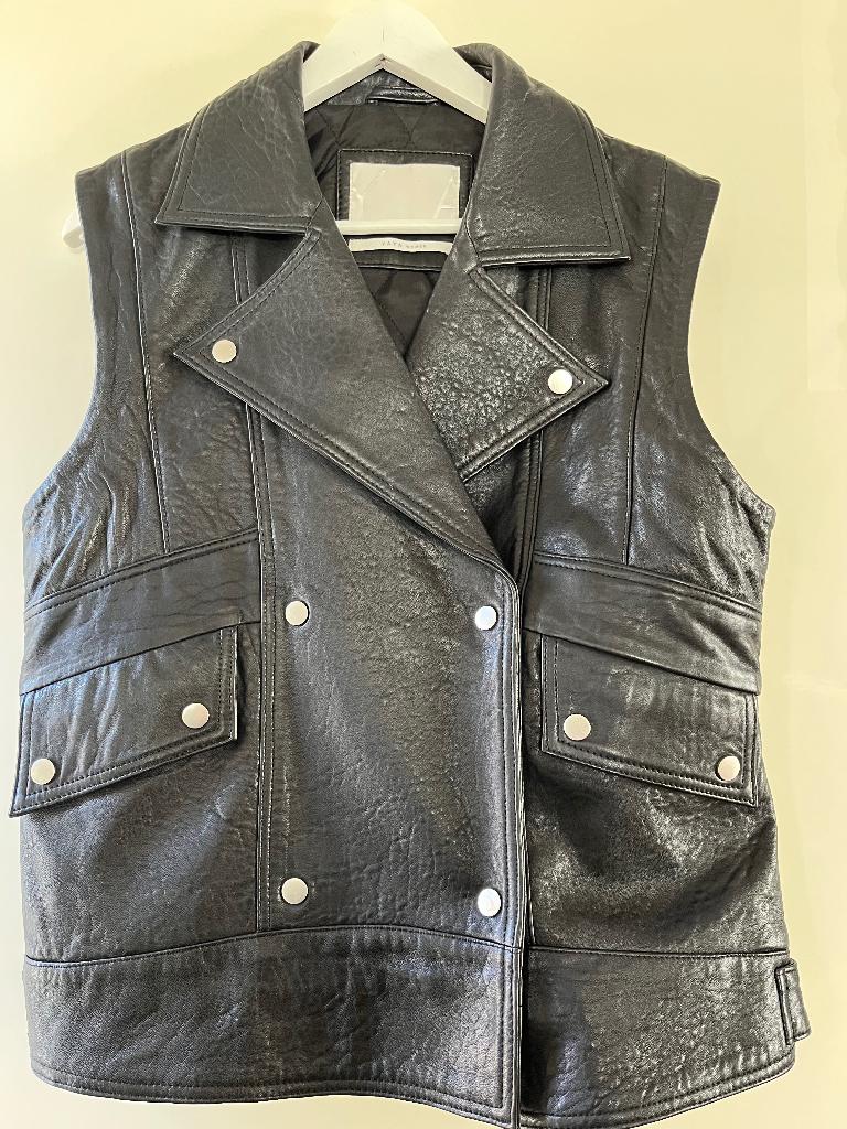 Yaya leren vestje / gilet / bodywarmer maat 38 zwart, Kleding | Dames, Bodywarmers, Maat 38/40 (M), Verzenden, Zwart, Zo goed als nieuw