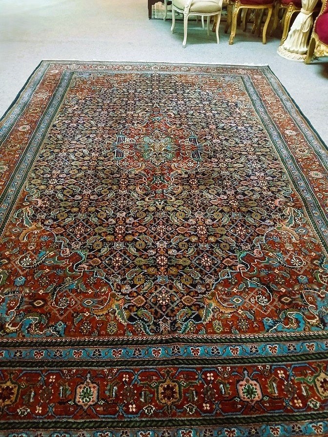 Handgeknoopt Perzisch tapijt - Oosters vloerkleed 320x210 cm, Blauw, 200 cm of meer, Ophalen of Verzenden, Zo goed als nieuw