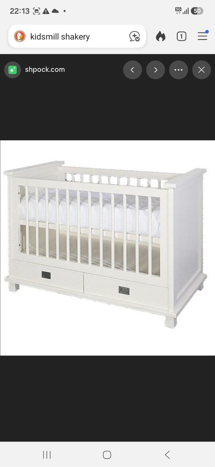 Ledikant 120x60 Kidsmill "Shakery" - Wit, Ophalen of Verzenden, Gebruikt, Ledikant