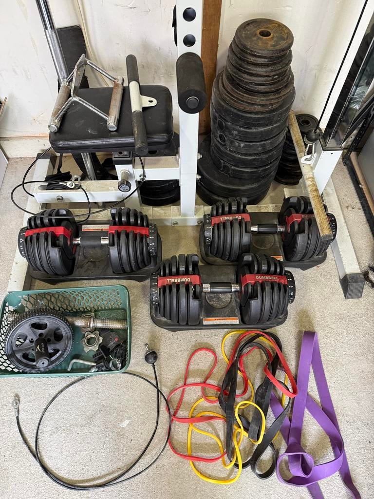 Complete Home Gym Set: Halters, Gewichten, Bank & Accessoire, Ophalen of Verzenden, Gebruikt, Armen, Dumbbell