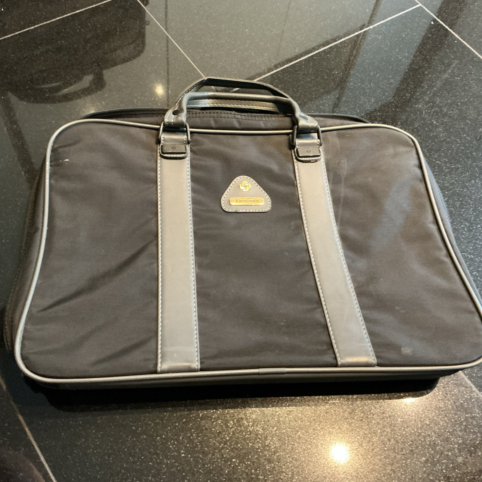 Vintage Samsonite Aktetas/Laptoptas - Zwart/Grijs, Computers en Software, Laptoptassen, Gebruikt, Ophalen of Verzenden