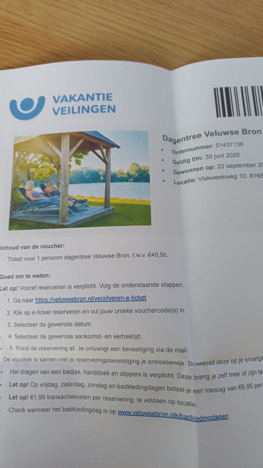 2 st. Dagentree Veluwse Bron - Waardebon t.w.v. €90,00, Ophalen of Verzenden, Nieuw, Complete sauna