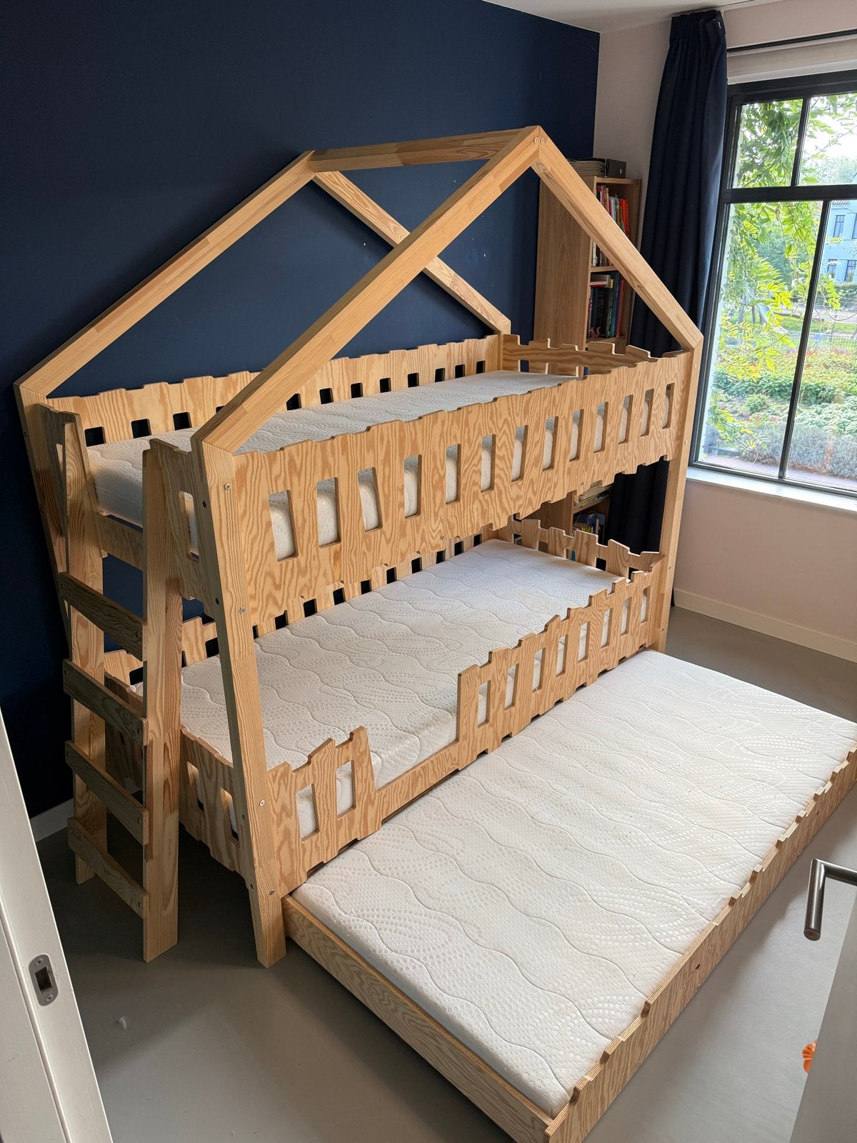 Stapelbed met extra bed - Petit Puk Jardin, Huis en Inrichting, Ophalen, Gebruikt, 90 cm, Tweepersoons
