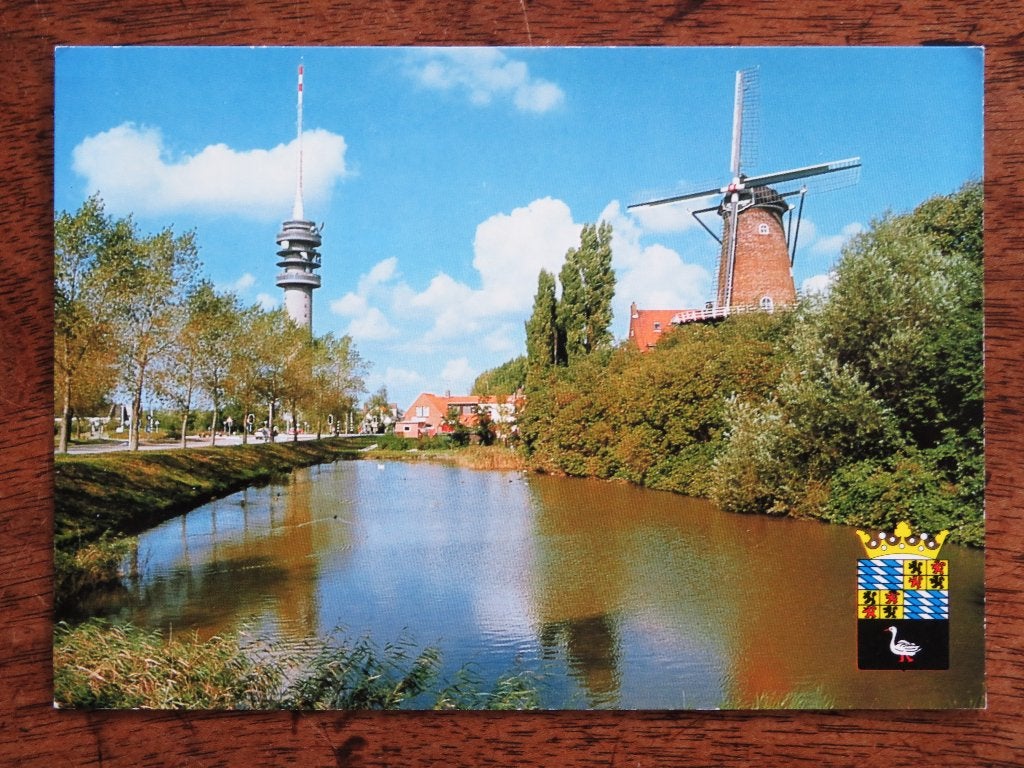 Goes Zicht op TV toren en Molen de Korenbloem, Verzamelen, Ophalen of Verzenden, Voor 1920, Noord-Brabant