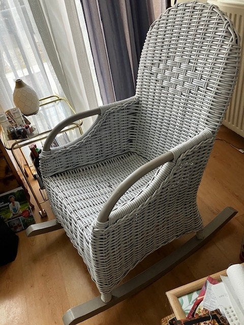Rieten schommelstoel, Boho, retro, Ophalen