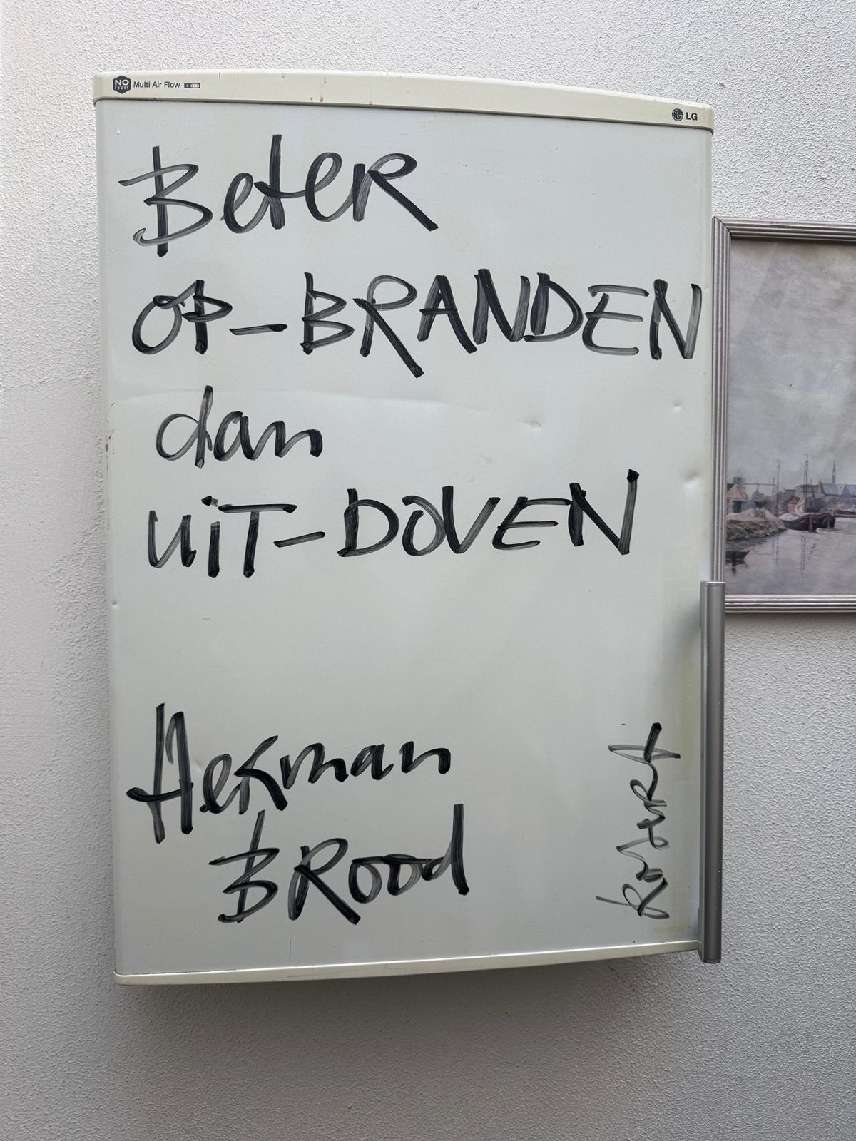 Koelkast deur gesigneerd door Herman Brood, Ophalen