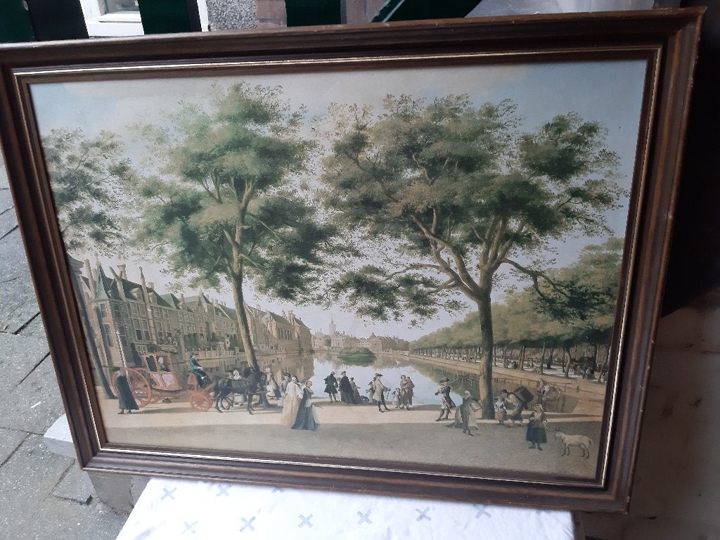 The Court Pond" 1760: korte Vijverberg, litho, Ophalen