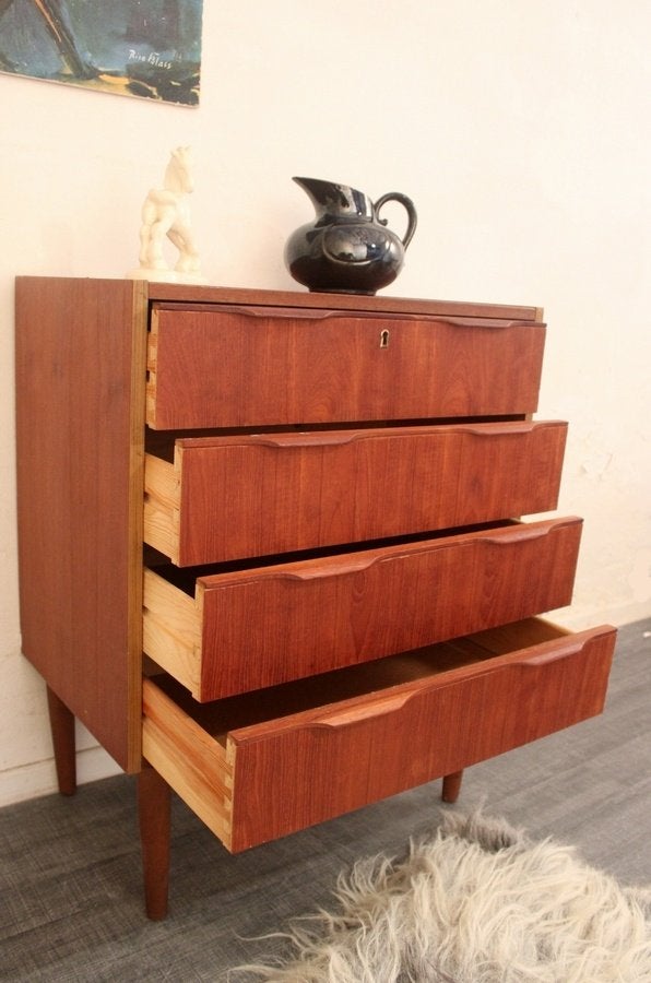 Deens jaren 60 ladekastje in teak - mid century design, Ophalen, Gebruikt, -, -