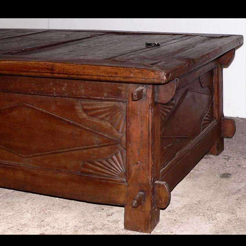 Unieke salontafel oude rijst kist uit Indonesie KI7 tafel, Ophalen of Verzenden