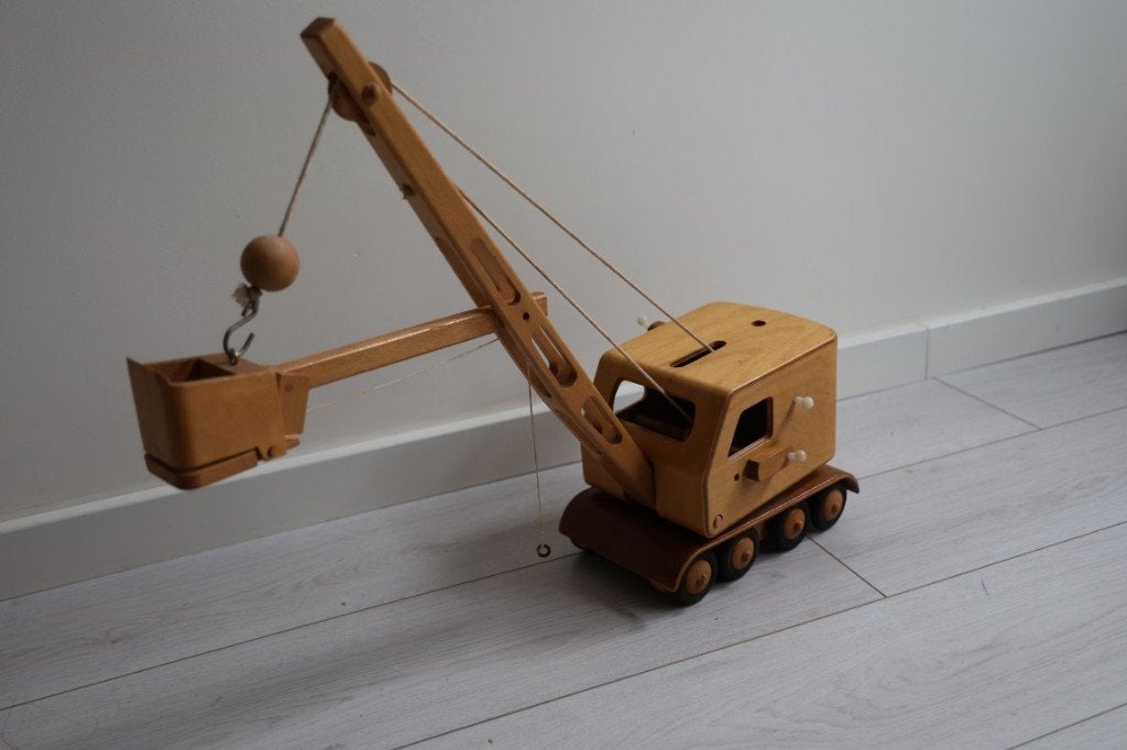 Vintage houten graafmachine (FWF), Ophalen of Verzenden, Gebruikt, Overige typen
