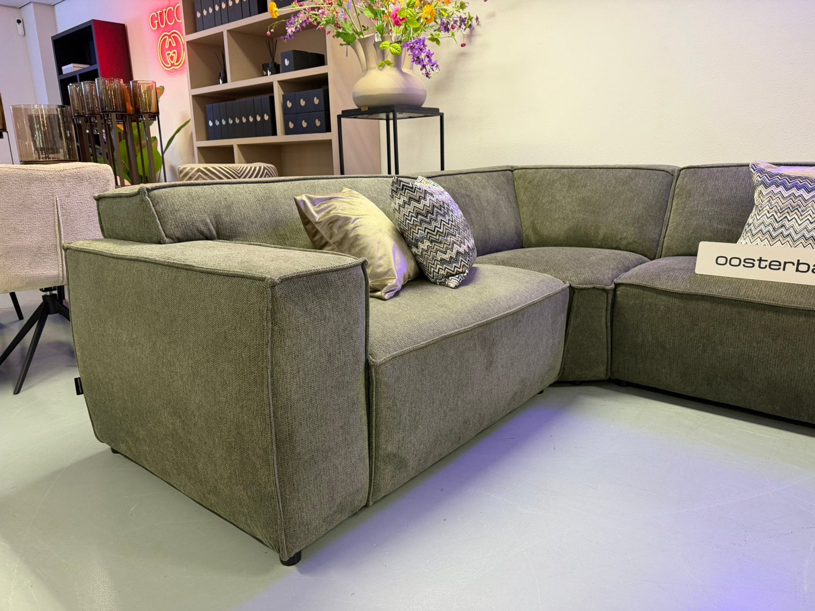Luxe Elementen Hoekbank Richard 240x380cm Green NEW Nieuw, Info@oosterbaanwonen.nl, Hoekbank, Venus 31 8448 CE Heerenveen, Oosterbaan Wonen