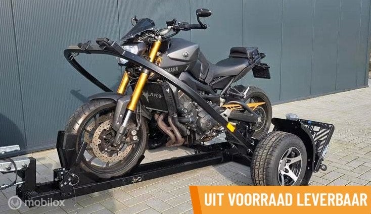 NIEUW 1 MOTORTRAILER AFZINKBAAR ZWART VOORRAAD ALUVELGEN, Nieuw