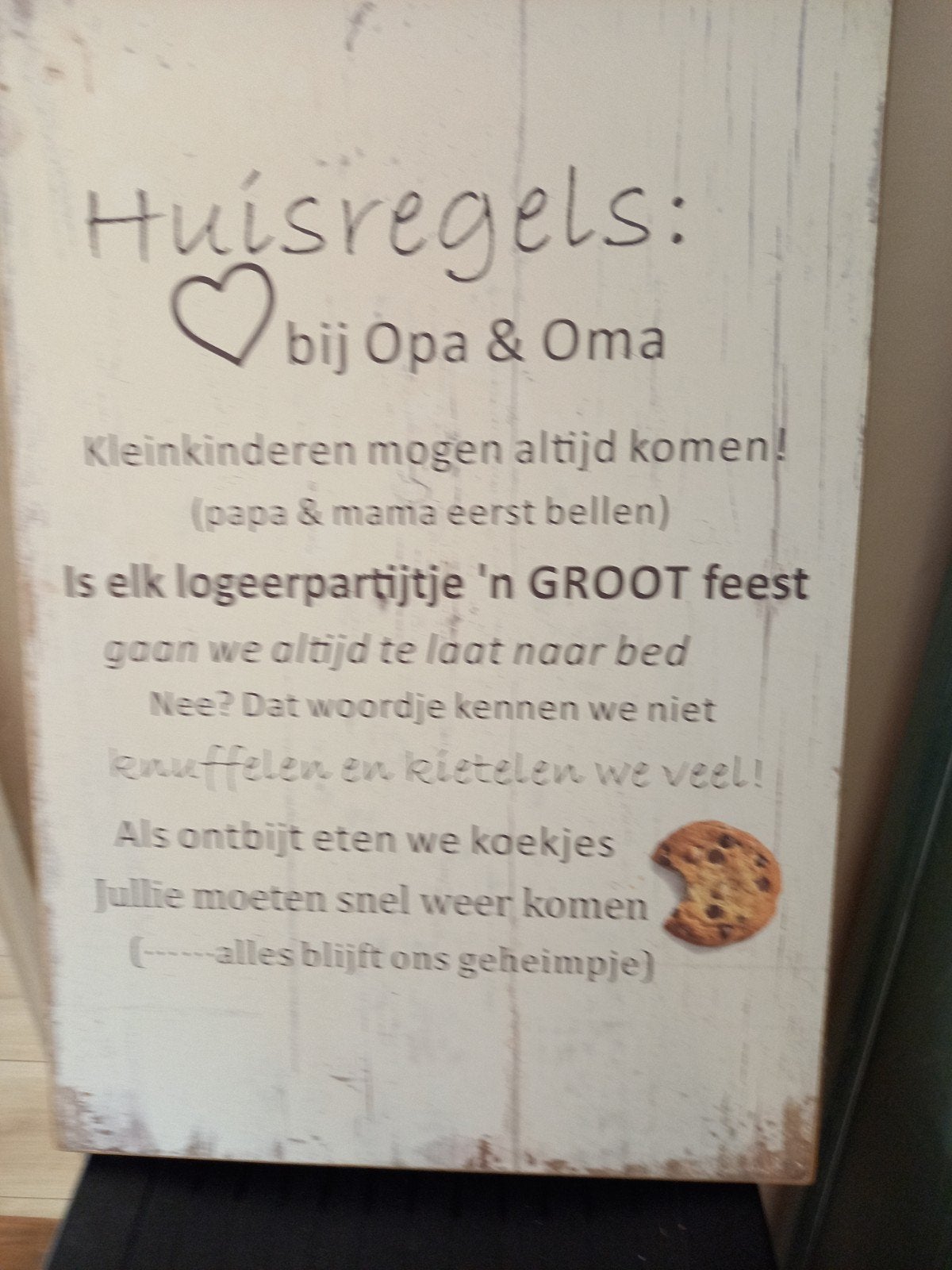Houten soort van bord met leuke tekst, Huis en Inrichting, Ophalen of Verzenden