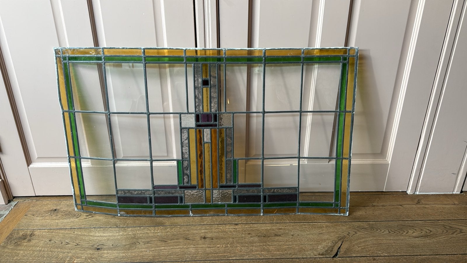 Origineel Glas-in-lood raam Amsterdamse School / Art Deco, Ophalen, Gevelraam of Ruit, 80 tot 120 cm, Zo goed als nieuw