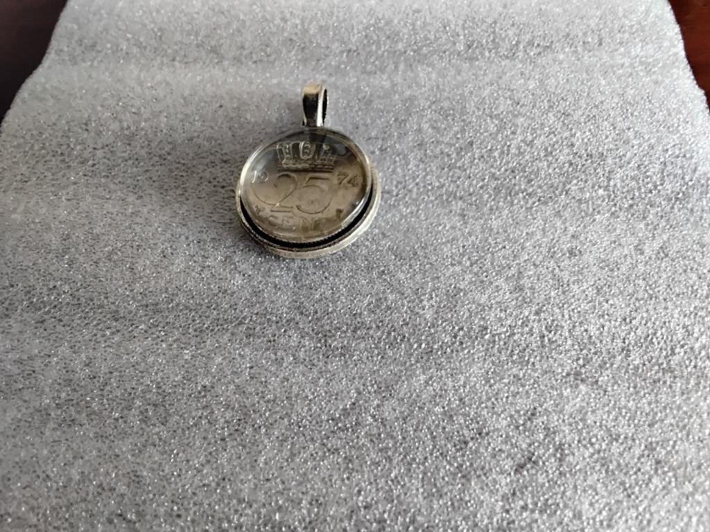 Mooie kettinghanger van 25 eurocent, Verzenden, Zo goed als nieuw, Zilver, Overige materialen