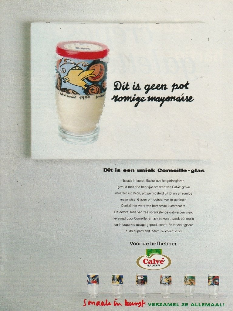 retro reclame 2003 Calvé mayonaise in Corneille glas, Verzenden, Overige typen