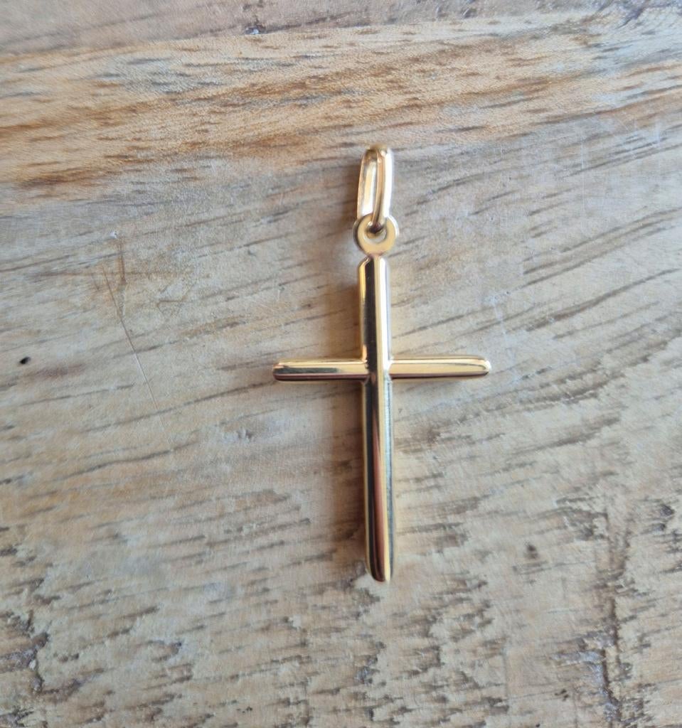 Gouden kruis hanger- 18 karaat, Ophalen, Nieuw, Goud, Neuspiercing