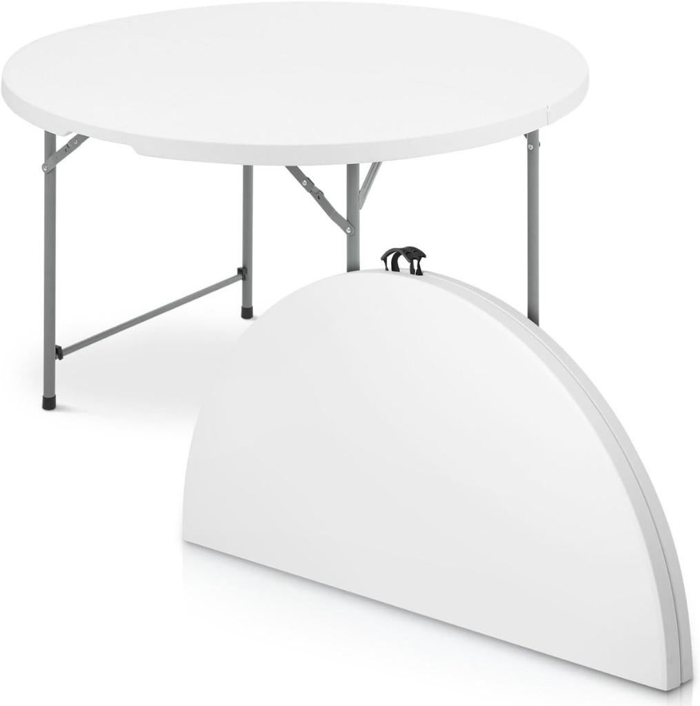 Witte inklapbare ronde camping-/klaptafel(s) Ø 122 x H 74 CM, Campingtafel, Stuartweg 8a, 4131NJ, Vianen, Zo goed als nieuw, AD-Commerce@hotmail.com