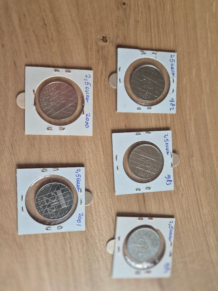 5x 2,50 gulden Beatrix, Ophalen of Verzenden, Koningin Beatrix, 2½ gulden, Setje