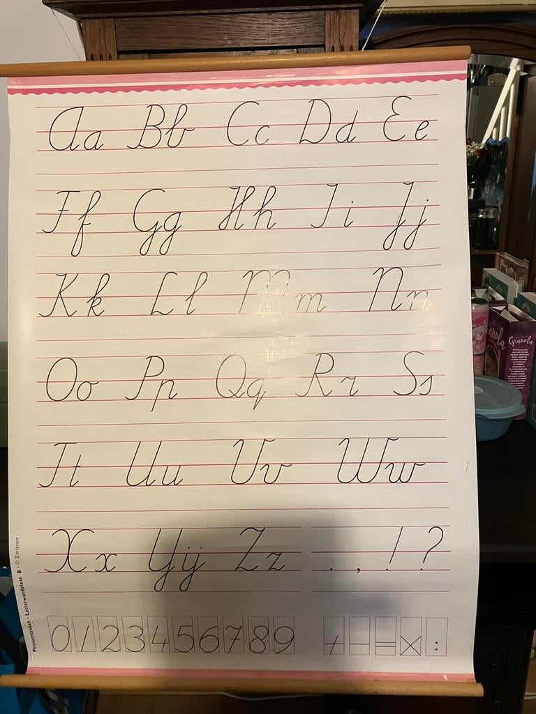 Schoolplaat schrijfletters., Antiek en Kunst, Antiek | Schoolplaten, Ophalen of Verzenden