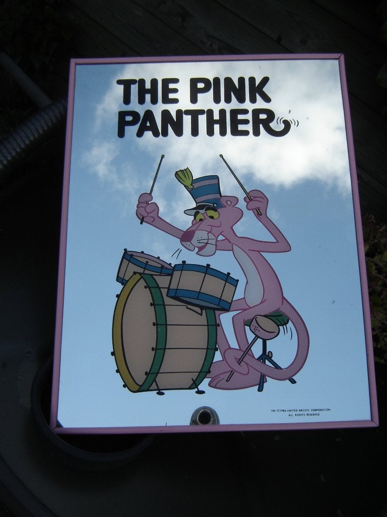 Spiegel (met afbeelding van de pink panther)., Ophalen, Minder dan 50 cm, Zo goed als nieuw, Minder dan 100 cm