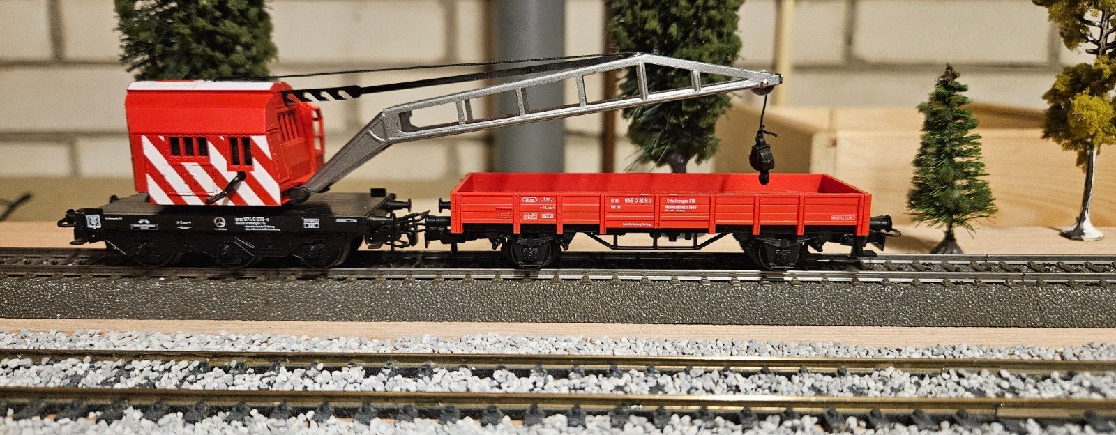 Märklin Kraanwagon met Open Goederenwagon, Hobby en Vrije tijd, Wisselstroom, Gebruikt, Wagon, Ophalen of Verzenden