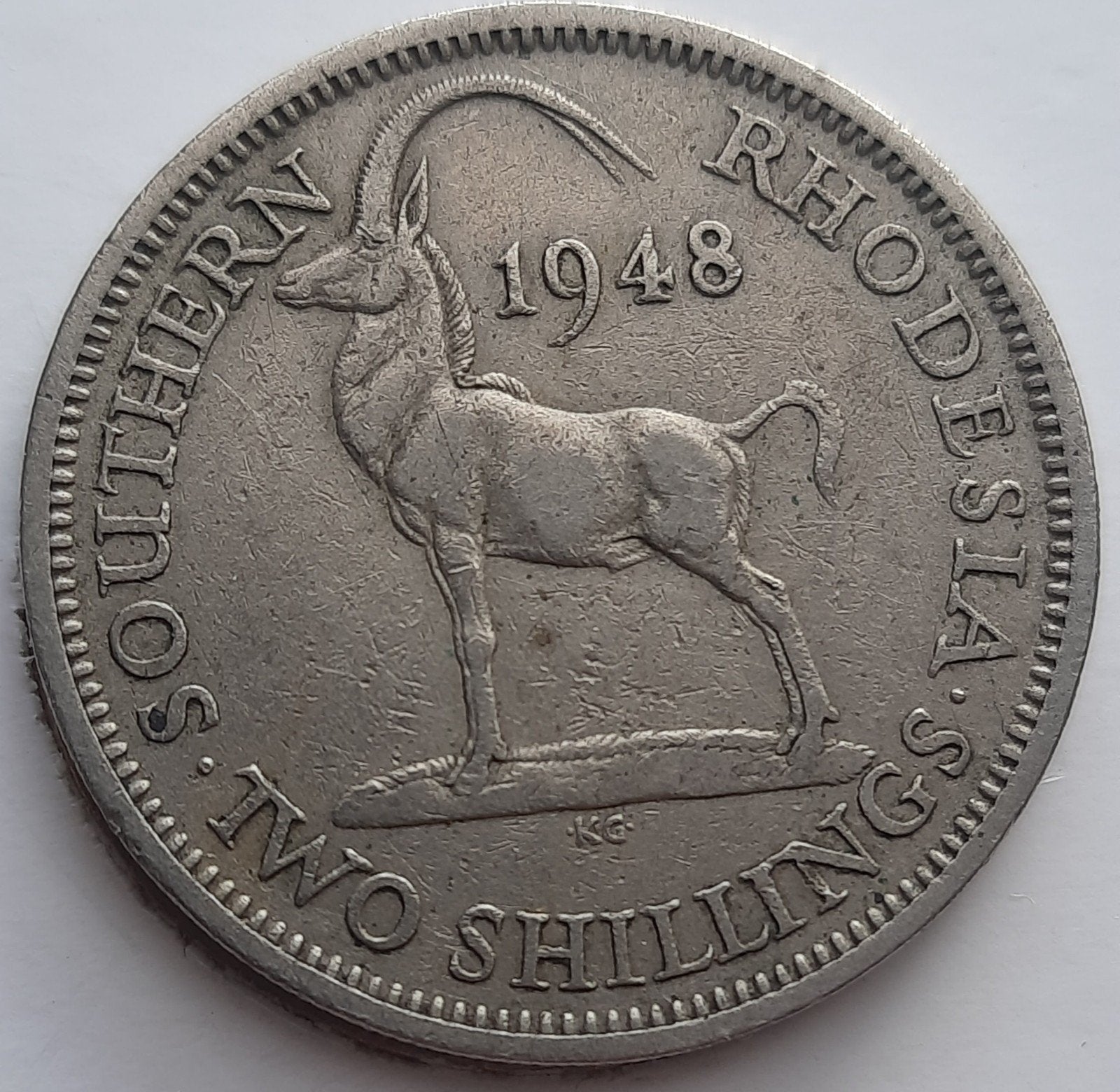 Zuid Rhodesië 2 Shillings 1948. Oplage: 750.000., Postzegels en Munten, Munten | Afrika, Ophalen of Verzenden, Overige landen