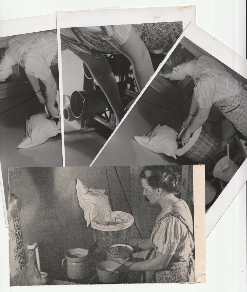 3 echte foto's + blaadje plattelandskalender 1944 hooikist, Gebruikt, Verzenden, Foto, 1940 tot 1960