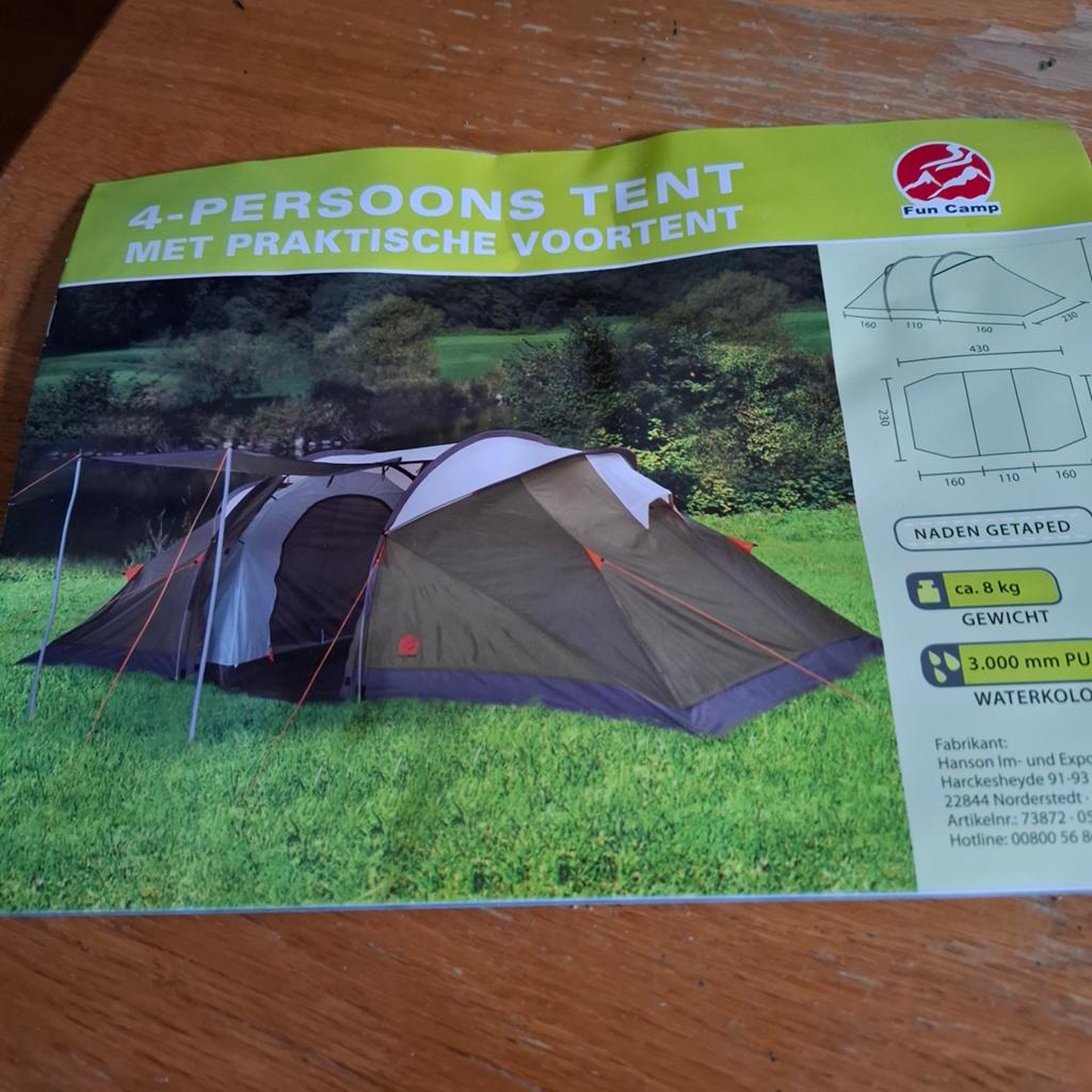4-persoons tent met praktische voortent - Fun Camp, Caravans en Kamperen, Ophalen of Verzenden