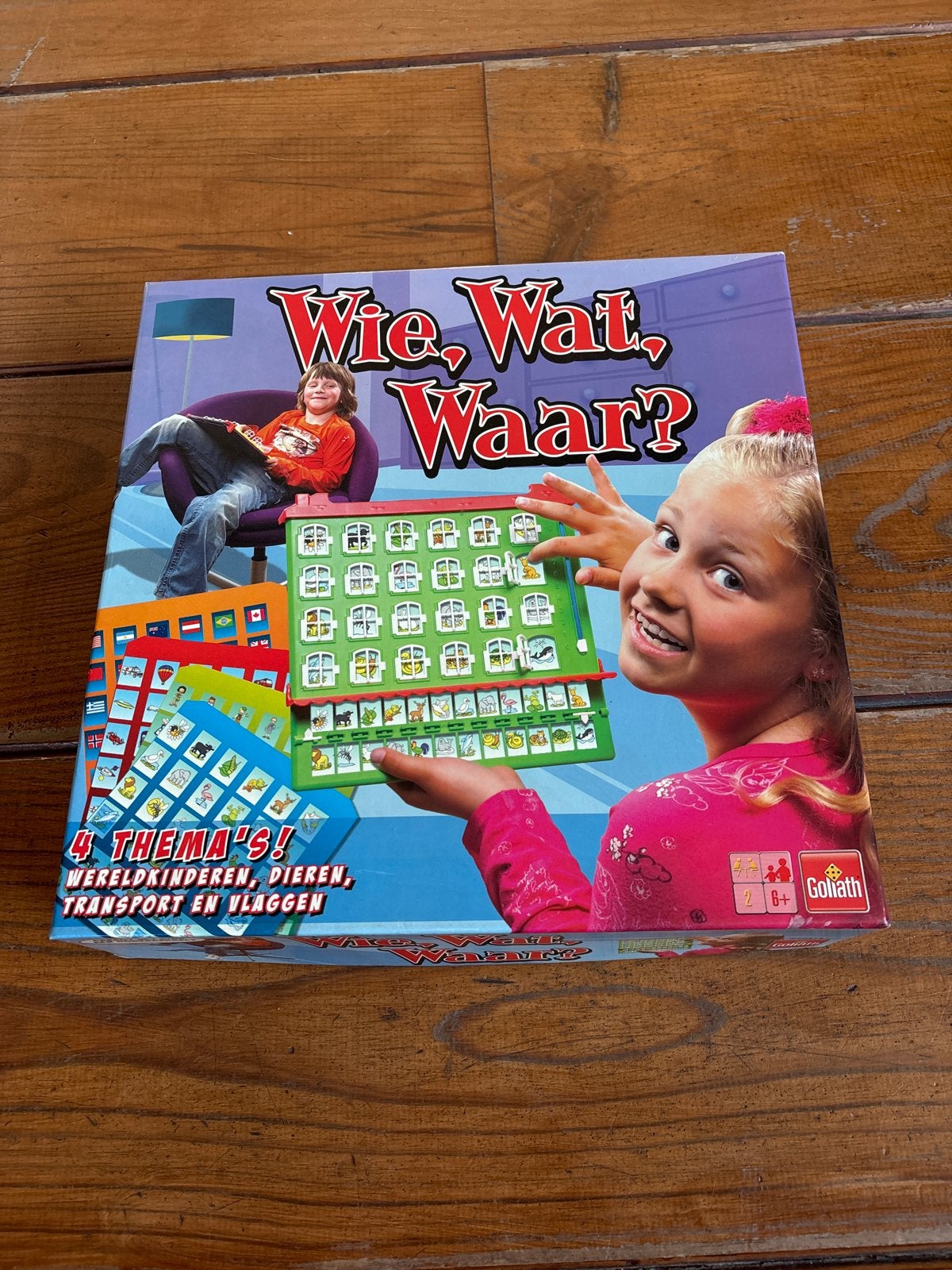 Wie, Wat, Waar? Educatief bordspel van Goliath, Drie of vier spelers, Ophalen, Gebruikt