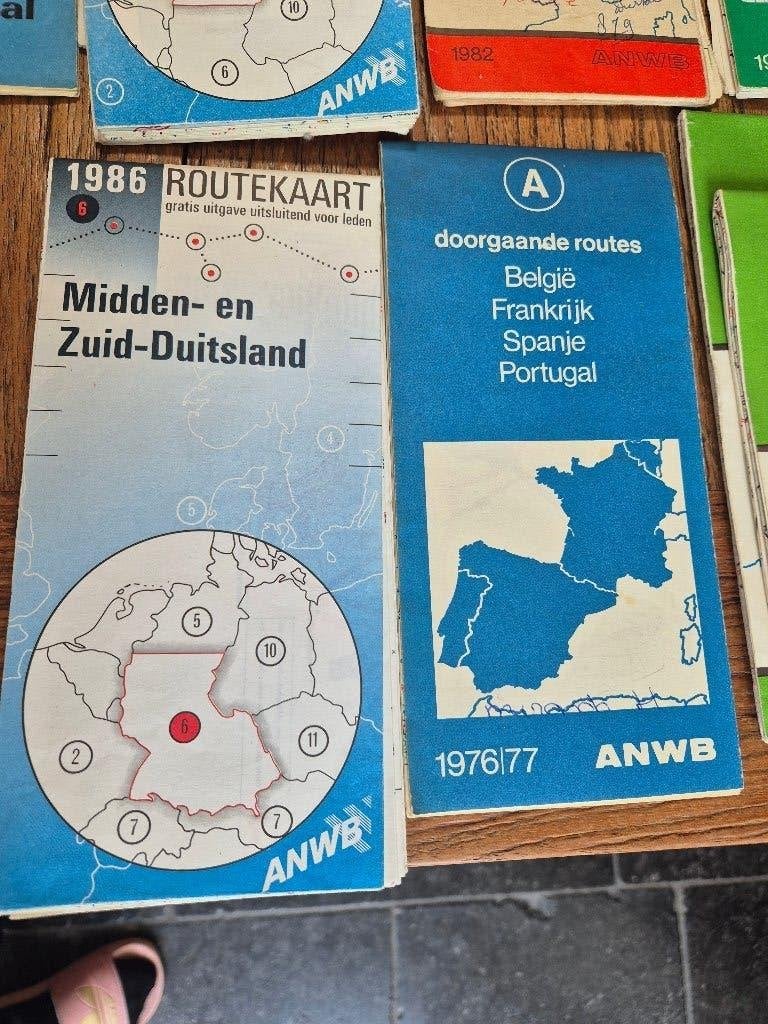 Oude Wegen(route)kaarten ANWB + divers, Gelezen, Overige gebieden, Ophalen of Verzenden, Landkaart